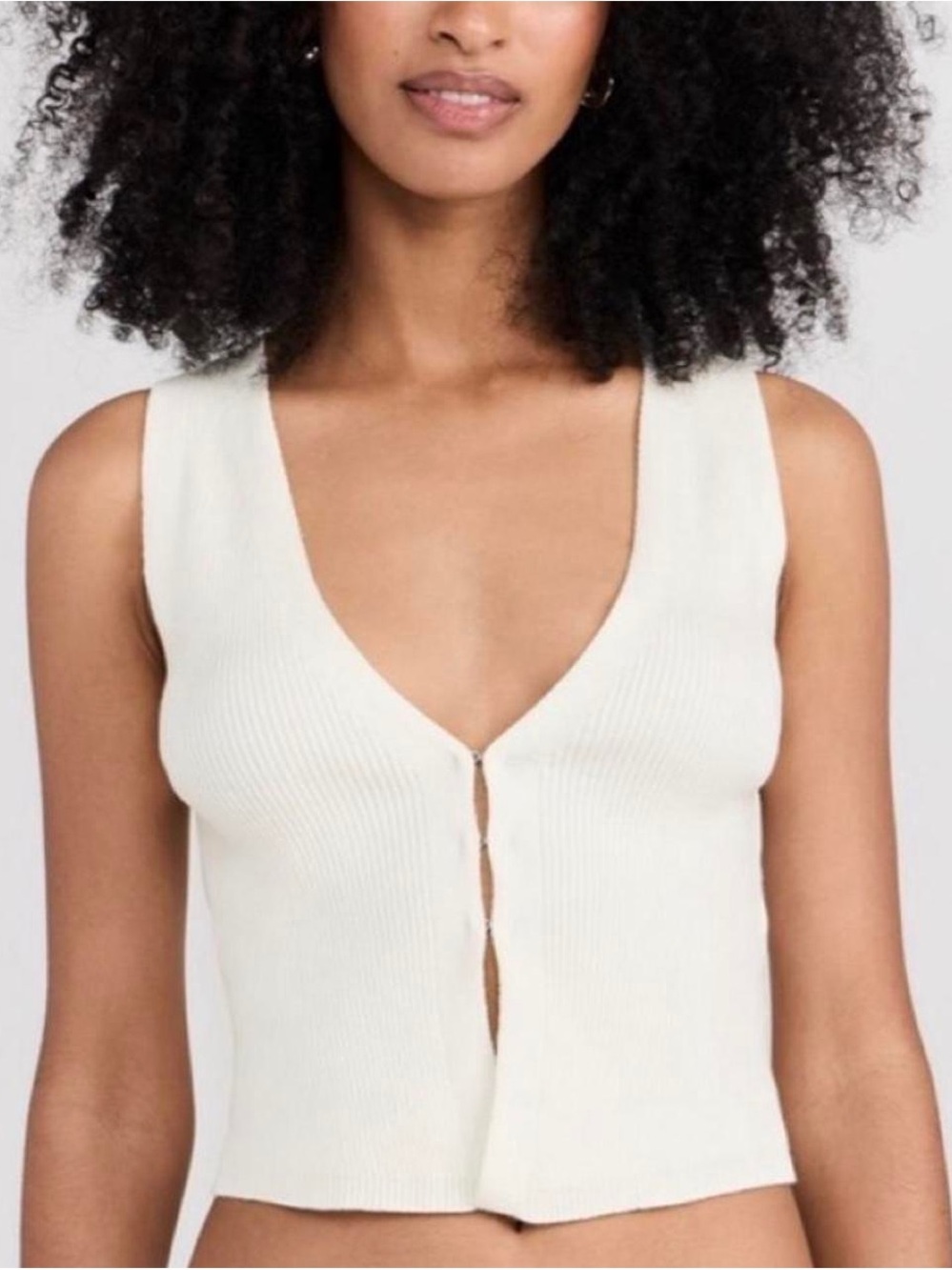 Reformation Cream Ribbed Knit Crop Tank